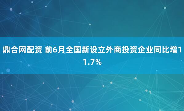 鼎合网配资 前6月全国新设立外商投资企业同比增11.7%